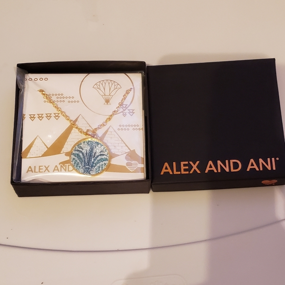 Alex and Ani Blue Lotus Gold Necklace